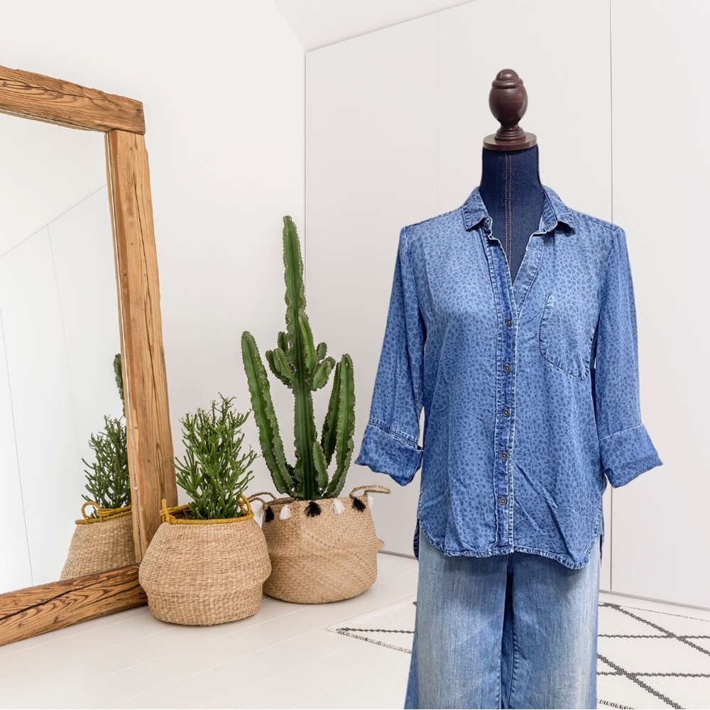 Bella Dahl Tencel Animal Print Button Down Blouse